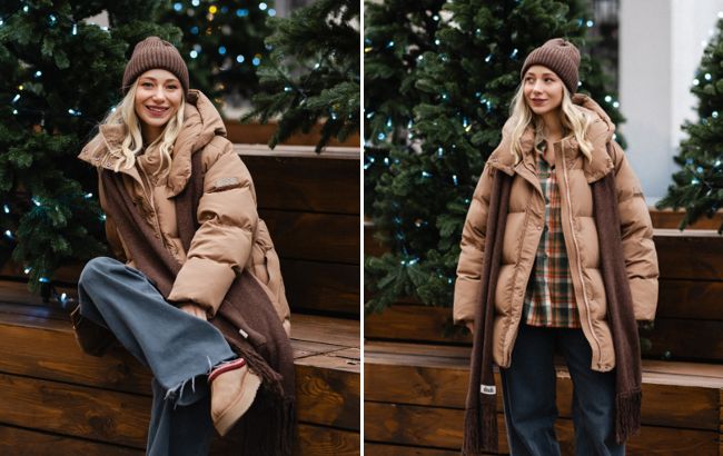 Пуховик, джинси та шарф: зимовий образ дружини Павліка, який варто повторити