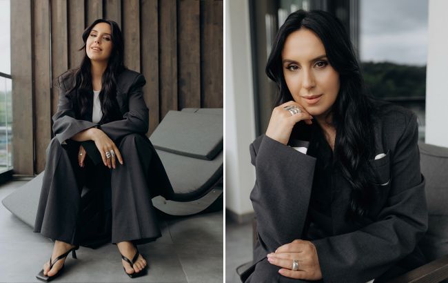 Джамала показала, як стильно носити в'єтнамки на підборах із діловим костюмом