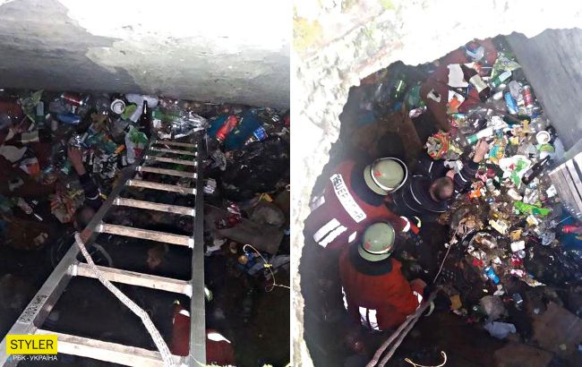 Під Львовом люди провалилися в 4-метрову яму (фото)