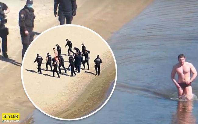 В киевском Гидропарке 10 полицейских ловили голого нарушителя