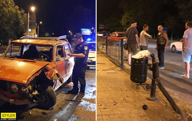 В Одесі авто протаранило зупинку: люди дивом врятувалися