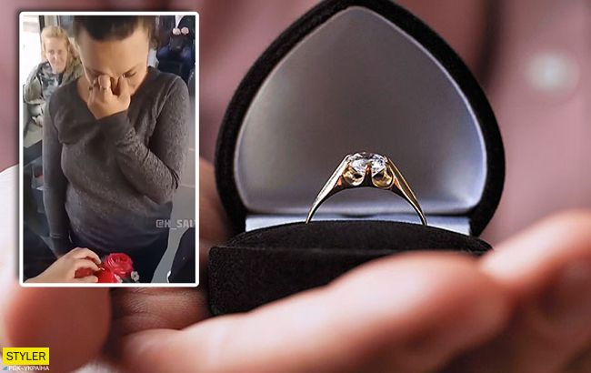 Водитель троллейбуса сделал предложение любимой на глазах у пассажиров