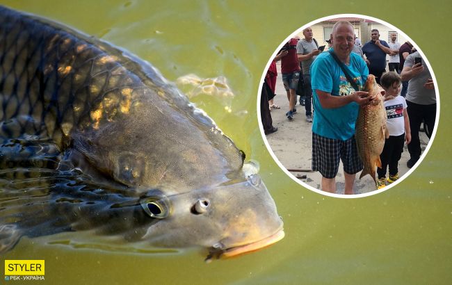 В Черновцах наводнение помогло мужчине словить гигантскую рыбу: клюнула на руку