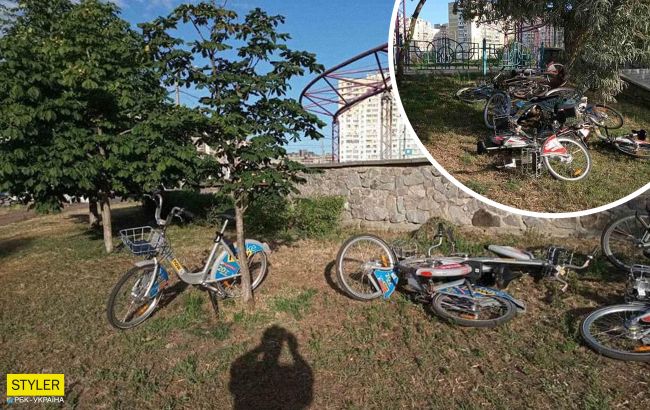 В киевском парке хулиганы изувечили припаркованные велосипеды: сеть пришла в ярость