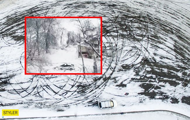 У Києві "копи" влаштували дрифт на засніженій дорозі (відео)