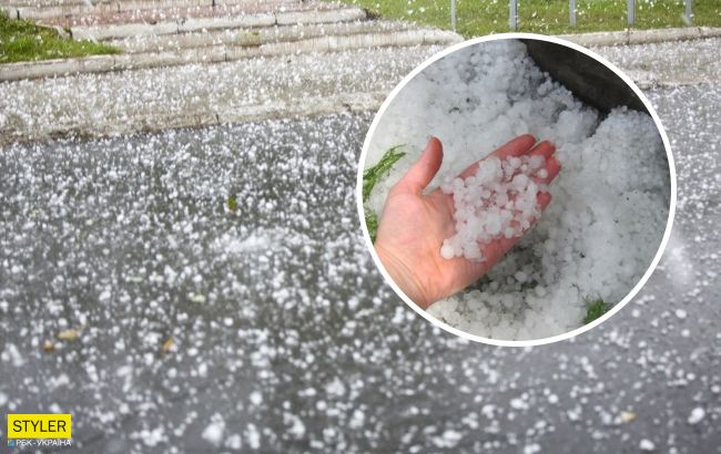 Закарпатье и Буковину засыпало крупным градом: фото бушующей непогоды