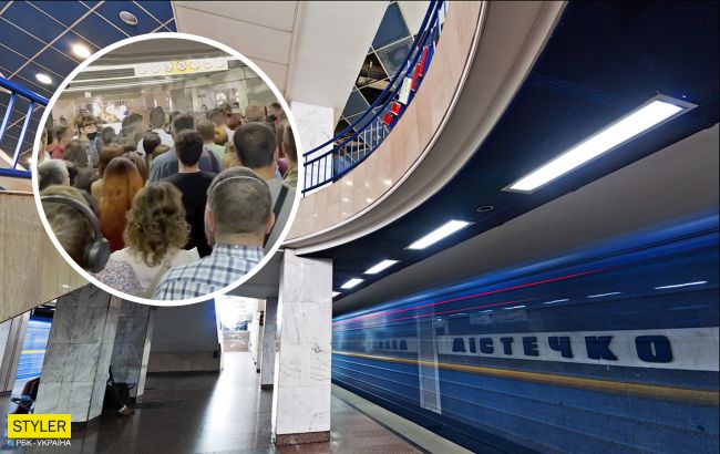 В киевском метро произошел коллапс: вчера потоп, сегодня - людской поток