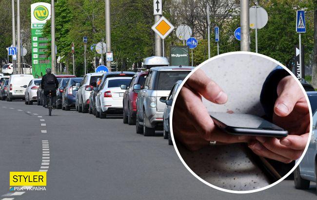 Во Львове придумали способ, как быстро отстоять очередь за бензином (фото)