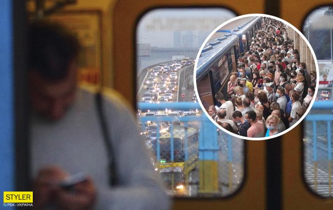 НП в метро Києва: поїзди зупинились, на станціях тиснява (фото)