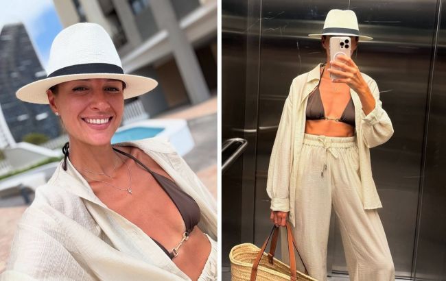 Идеальный костюм на лето: жена Решетника блеснула трендовым "луком" на отдыхе (фото)