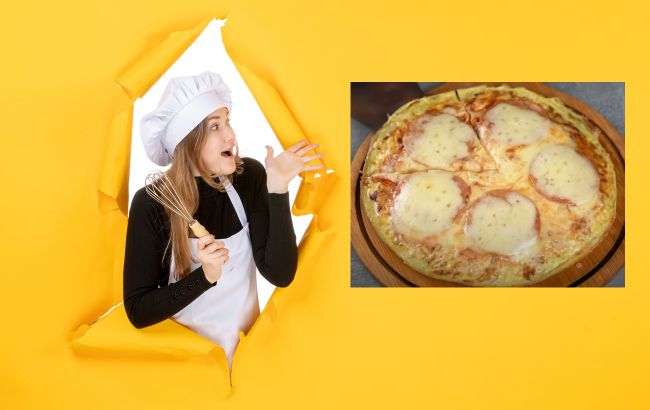 Соковита піца "а ля пепероні" на сковорідці. Готується без тіста, але з картоплею