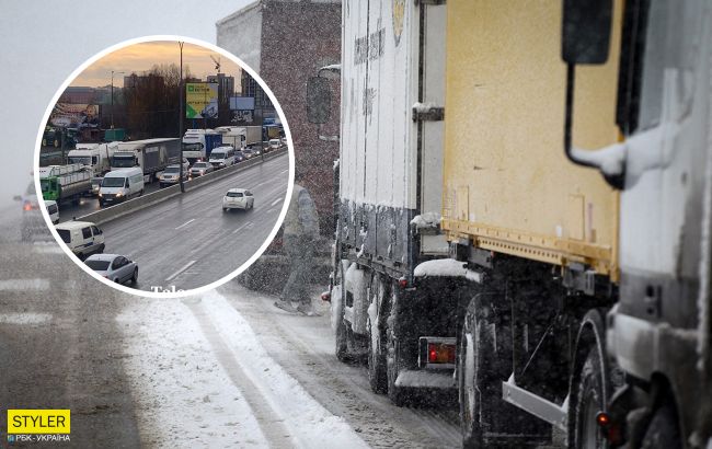 Під Києвом утворився величезний затор: стоїть тисяча машин (відео)
