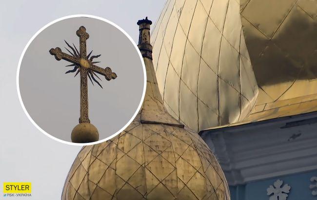 В Киеве сильный ветер снес трехметровый крест с купола Софийского собора
