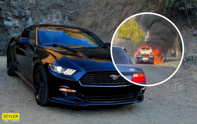 У Києві повністю згорів елітний автомобіль вартістю понад півмільйона гривень (відео)