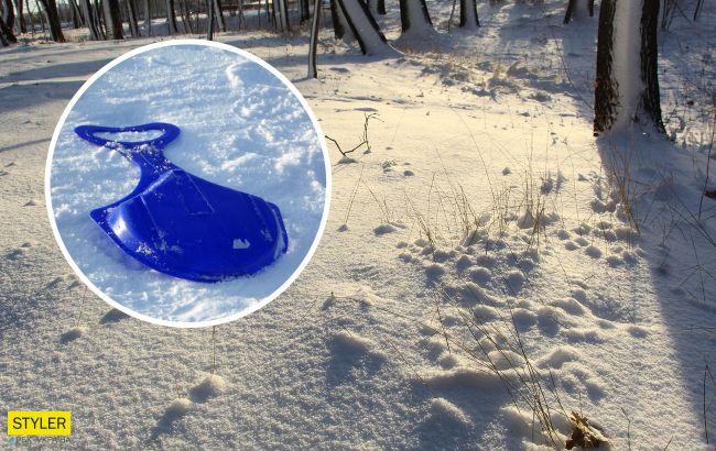 В Днепре мужчина с ребенком врезались в дерево, катаясь на санках. Есть жертвы