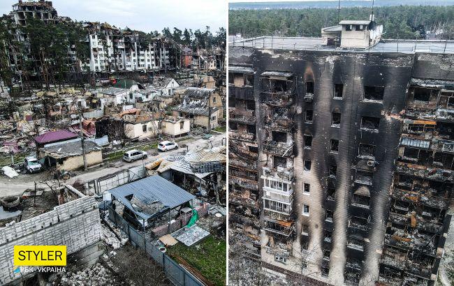 Зруйнований Ірпінь показали з висоти пташиного польоту (фоторепортаж)