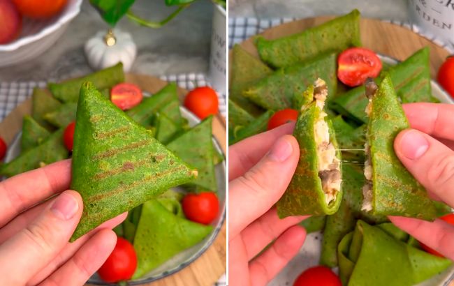 Ідеальний варіант для сніданку, обіду і навіть вечері. Як приготувати млинцеві трикутнички із начинкою