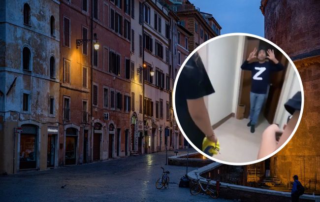 В Риме украинцы проучили итальянца-фаната "русского мира" с Z-шкой и триколором (видео)