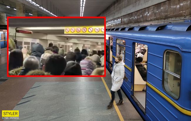 В метро Киева возникла дикая давка: несколько станций метро стали в "пробках"