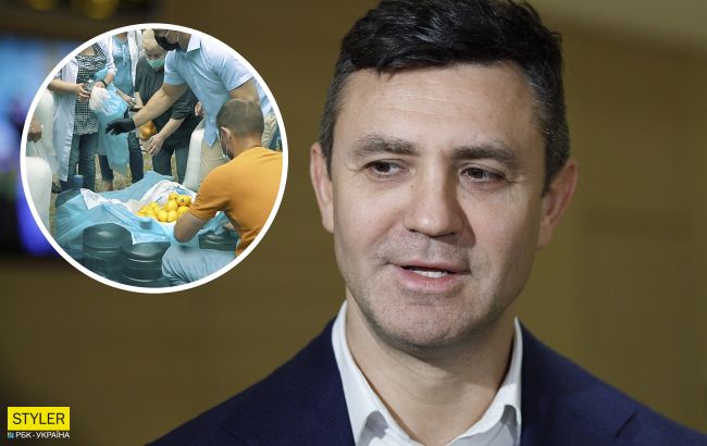 Тищенко разрекламировал раздачу лимонов пострадавшим от взрыва дома на Позняках