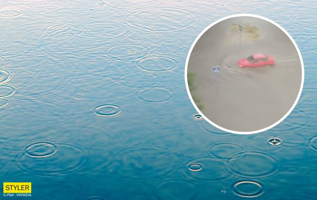 В Полтаве дождь за полчаса превратил город в Венецию: автомобили поплыли