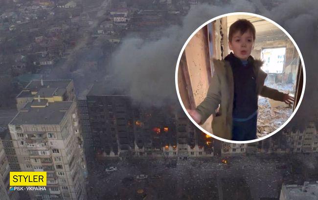 7-річний хлопчик з Маріуполя звернувся до окупантів на тлі знищеної квартири (відео)