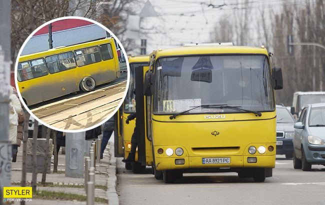 В центре Киева у маршрутки с пассажирами отлетело колесо