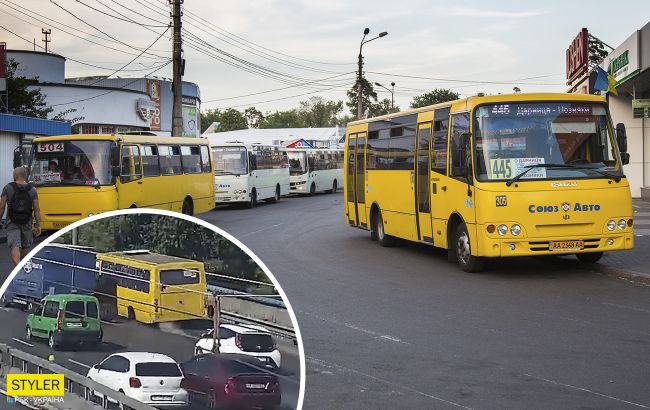 У Києві у маршрутки відлетіли колеса прямо на ходу: відео інциденту