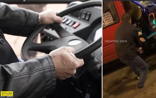 В Днепре маршрутчик выволочил женщину из салона: видео инцидента