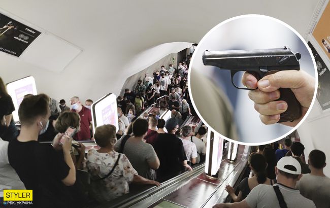 В метро Киева устроили разборки с пистолетами и газовыми баллонами (видео)