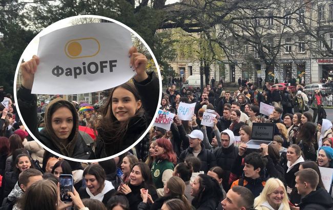 "Освіта без комуністів". У Львові великий мітинг проти Фаріон, тисячі студентів вийшли на вулицю