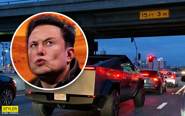 Илон Маск с нарушением ПДД прокатился за рулем Cybertruck (видео)