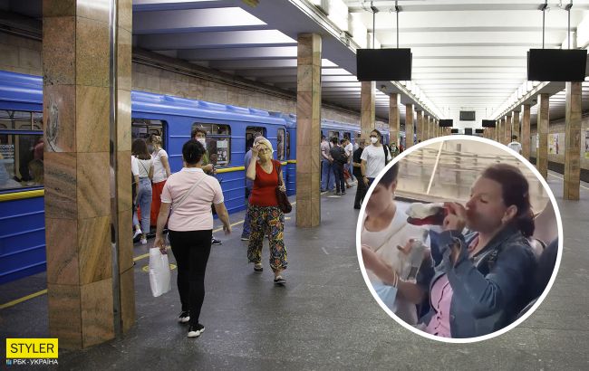 В метро Киева отличилась молодая девушка: пила "беленькую" и запивала колой прямо в вагоне