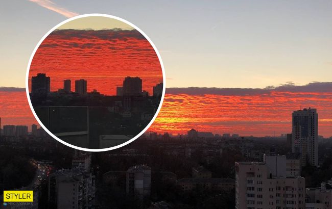 Над Киевом "пылало" небо: смотрите невероятные фото огненного заката