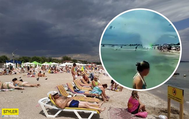 Люди падали на песок: по пляжу Одессы пронесся огромный смерч (видео)