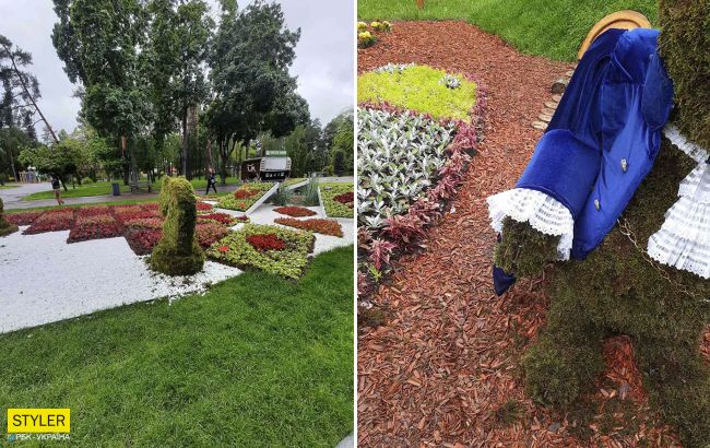 Красота Киева не нужна: вандалы испортили клумбу в парке "Победа"