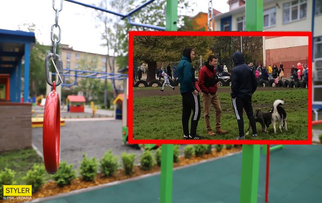 В Киеве заметили "сильно взрослых" детей с пистолетом и боевыми собаками