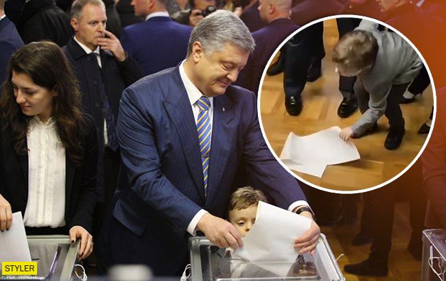 Внук Порошенко чуть не порвал бюллетень: курьез попал на видео