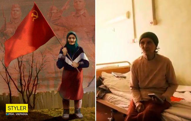 Символ российской пропаганды "бабушка с красным флагом" нашлась в больнице Харькова: ей во двор прилетела мина