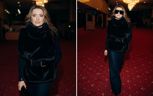 Эта деталь в образе Могилевской делает талию тоньше: силуэт меняется мгновенно