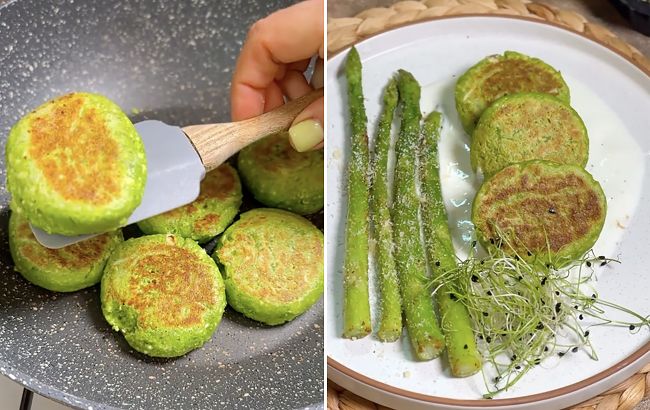 Сніданок, як у ресторані: рецепт вишуканих сирників зі шпинатом і спаржею