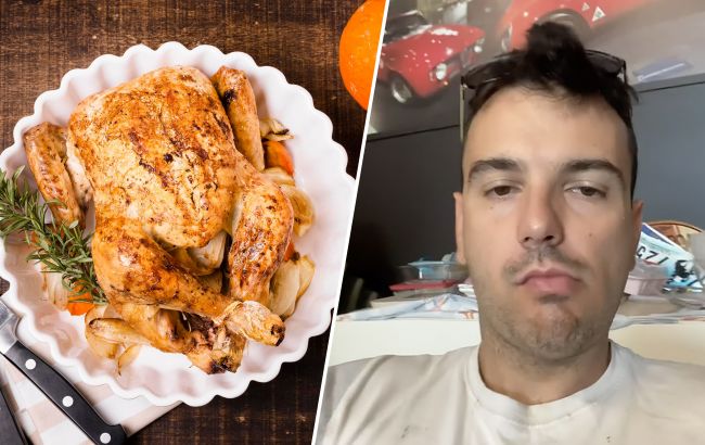 Хлопець з'їдає по цілій смаженій курці на день. Дивіться, що з ним сталося