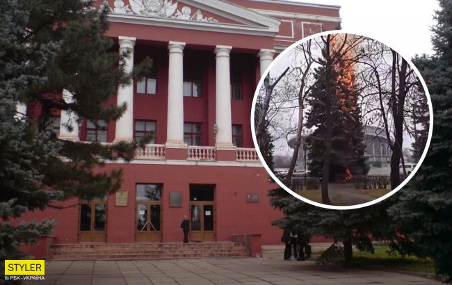 В Кривом Роге бабушка сожгла елку в центре города: хотела погреться