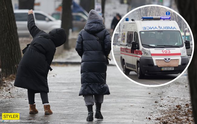 В БСП Киева коллапс из-за гололеда: "скорые" стоят в очереди