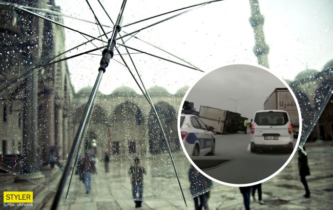 Переворачиваются машины и срываются крыши: на Стамбул обрушился мощный ураган (видео)