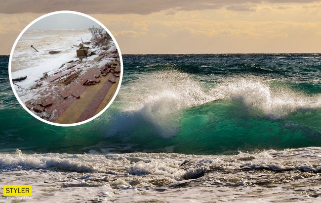 Шторм в Кирилловке затопил десятки отелей и разрушил набережную: фото и видео стихии