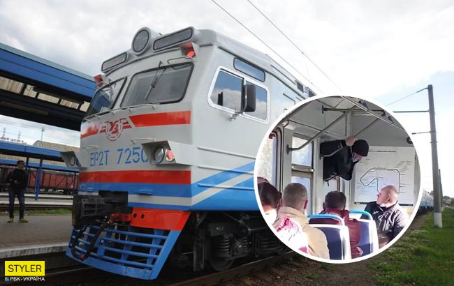 В Киеве в электричке мужчина убегал от контролеров через окно: хотел проехаться "зайцем" (видео)