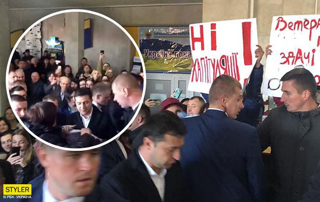 Дайте мне сказать: Зеленский в Тернополе попал в давку толпы (видео)