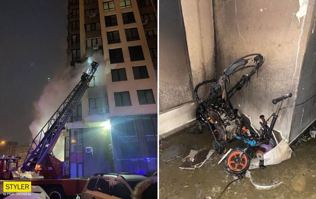 В Киеве горел элитный ЖК: спасатели не смогли подъехать из-за припаркованных авто