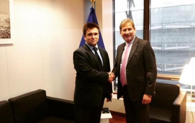 Климкин и еврокомиссар Хан обсудили готовность введения ЗСТ между Украиной и ЕС